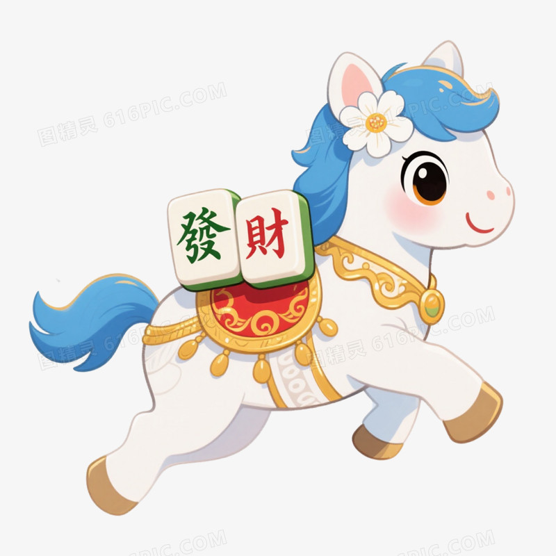 手绘插画多巴胺马年形象IP免抠元素