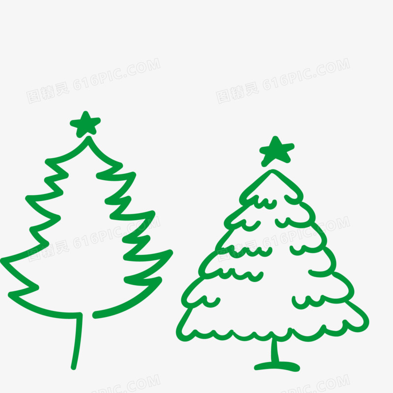 两颗简单的圣诞树矢量图
