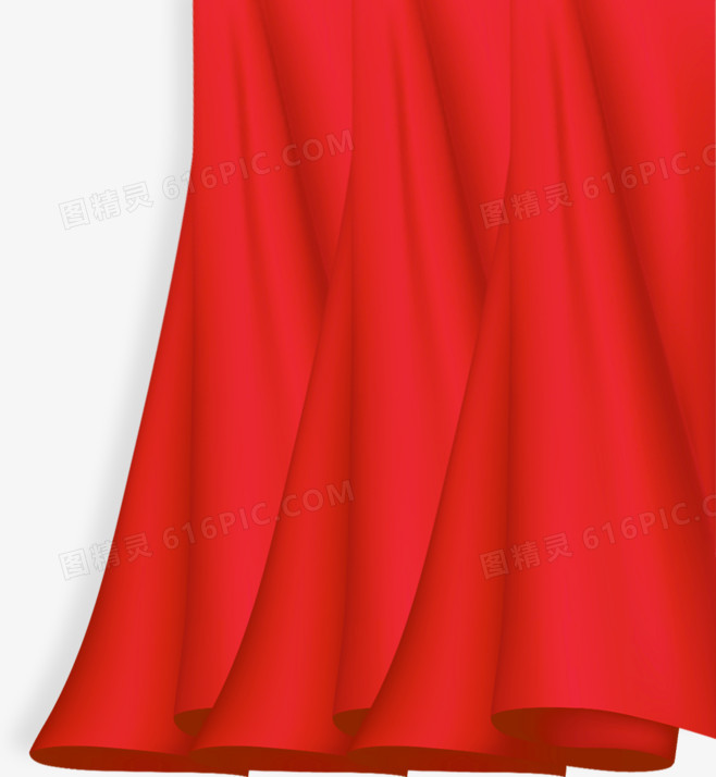 红色幕布窗帘png素材