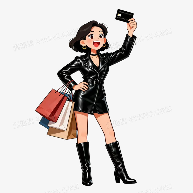 暴富有钱黑金卡买买买购物女人免扣元素