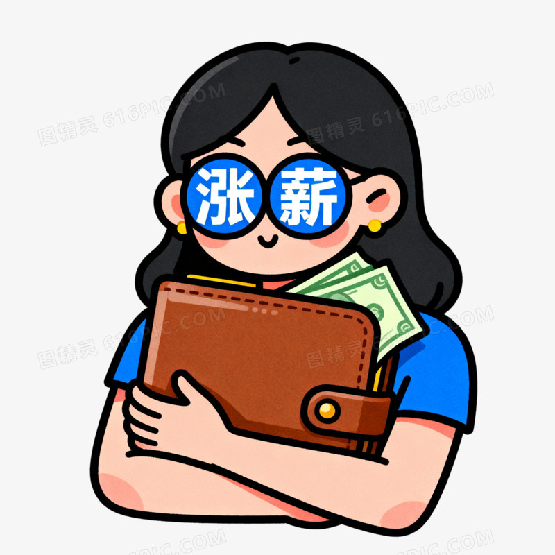 手绘涨薪女孩表情包