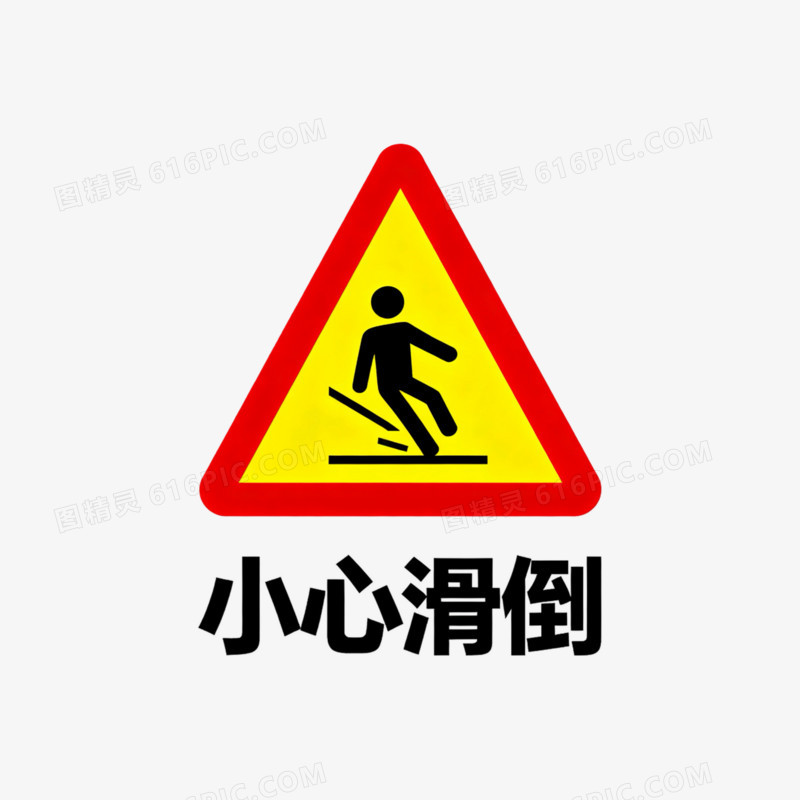 小心滑倒安全图标免抠元素