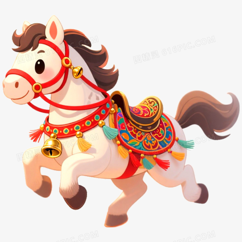 手绘插画新年马年形象免抠元素