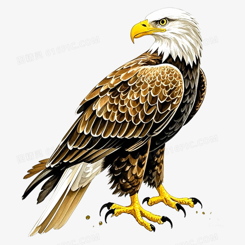 手绘插画老鹰免抠元素