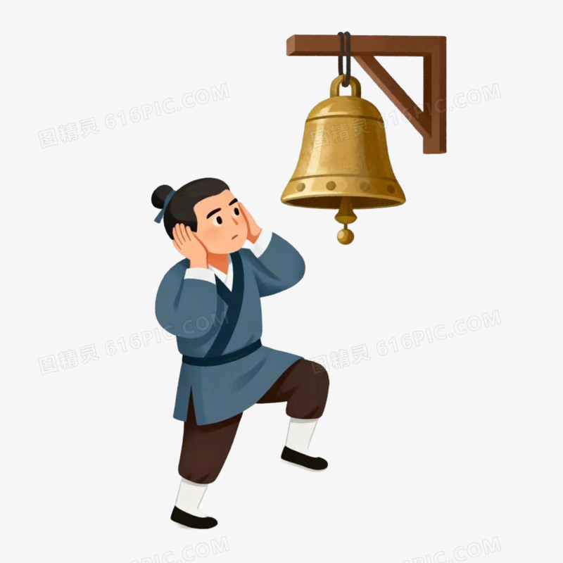 卡通插画风掩耳盗铃免抠元素