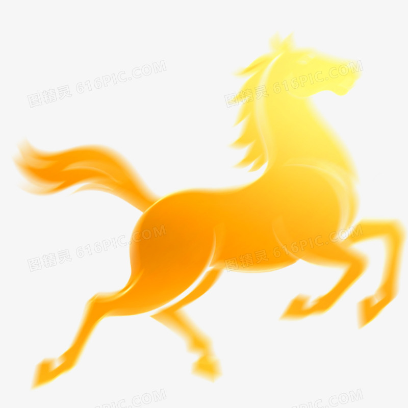手绘插画弥散风马年形象免抠元素