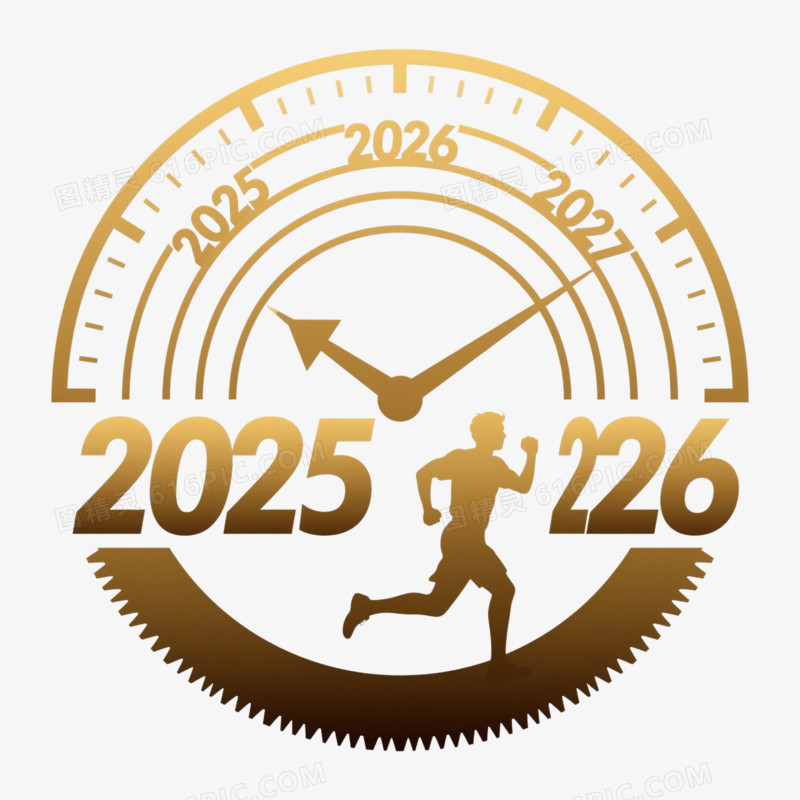 创意2026时钟跨年免扣元素