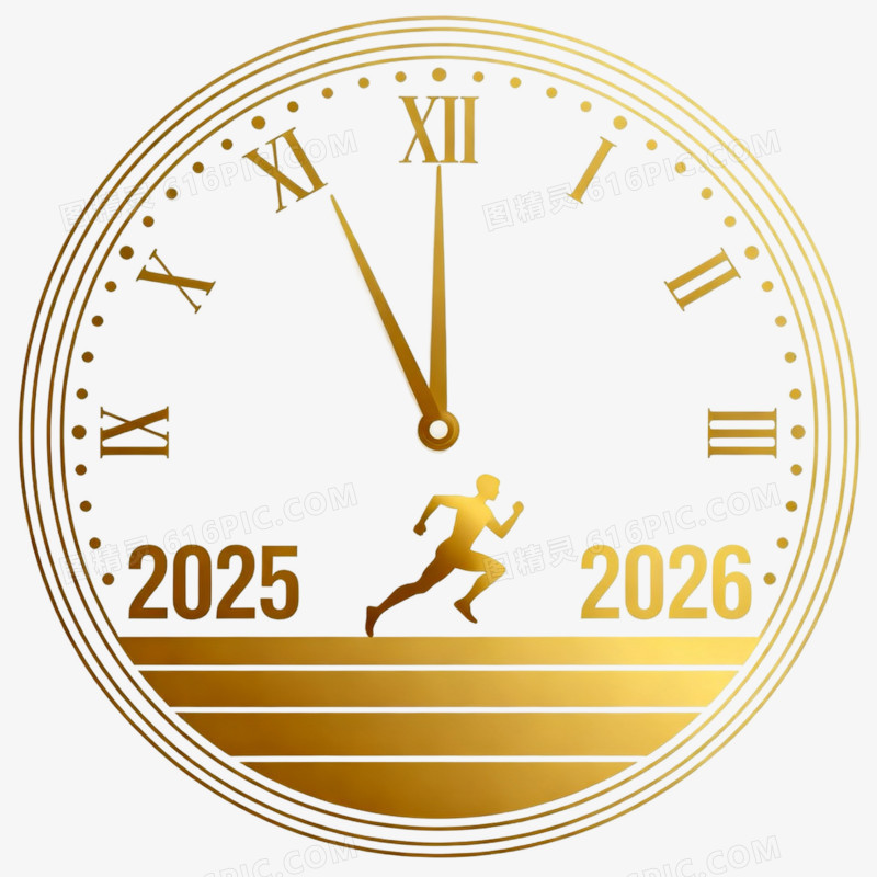 创意2026时钟跨年免扣元素