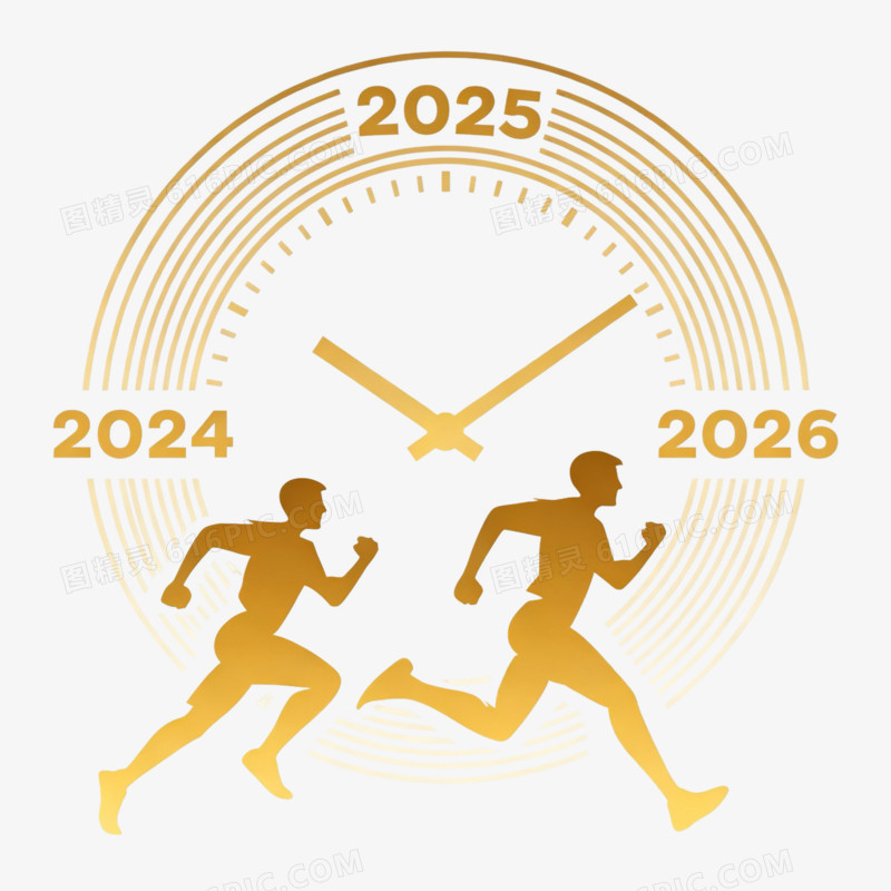 创意2026时钟跨年免扣元素