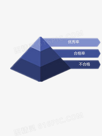 金字塔蓝色渐变商业ppt元素