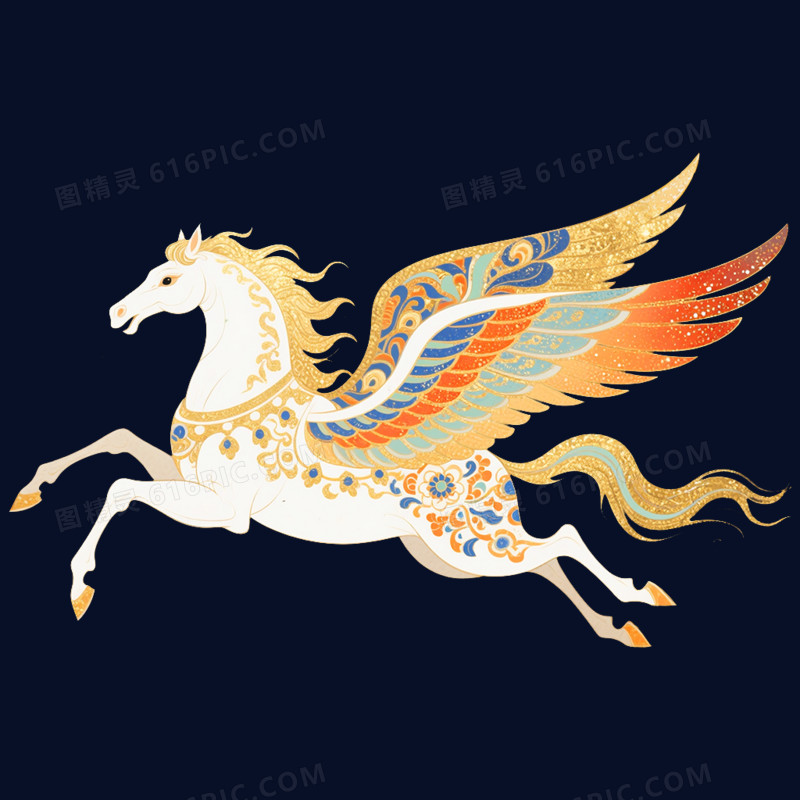 敦煌风传统文化生肖马免抠元素