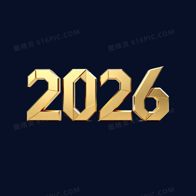 金色简约大气数字2026年艺术字
