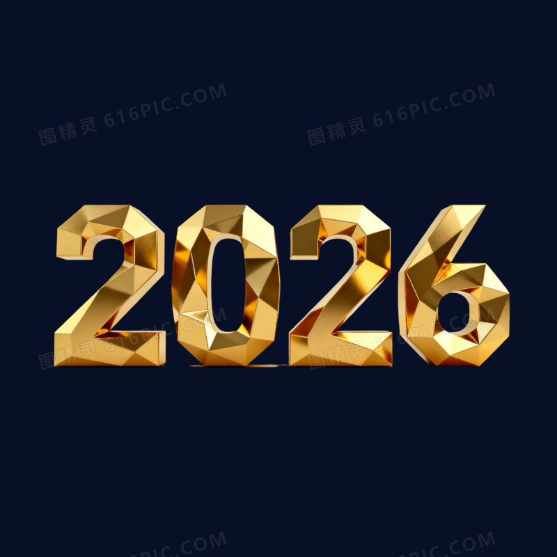 金色简约大气数字2026年艺术字