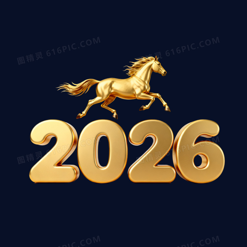 金色简约大气数字2026年艺术字
