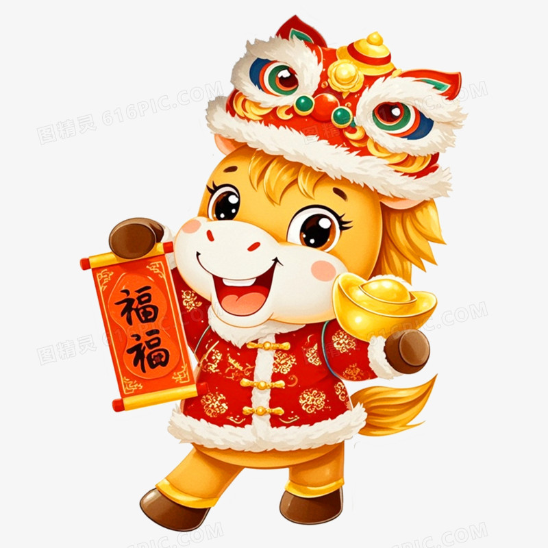 手绘插画创意马年形象IP免抠元素