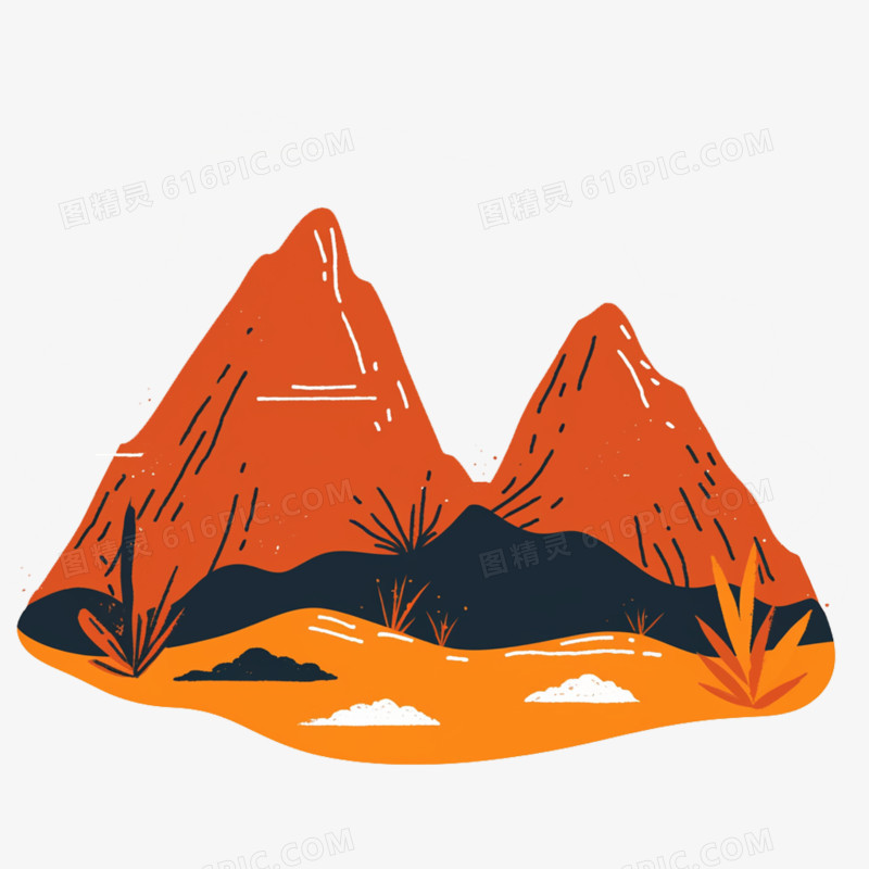 卡通手绘山脉山免抠元素