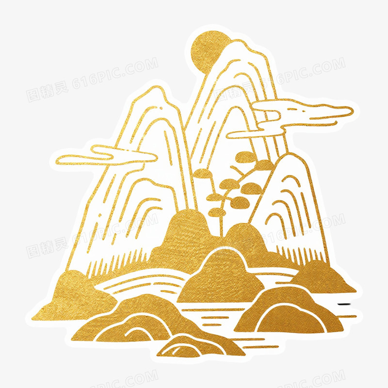手绘中国风山脉免抠素材