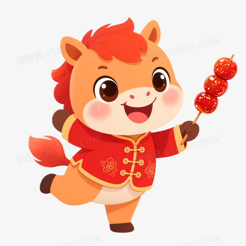 插画风格马年IP形象免抠元素