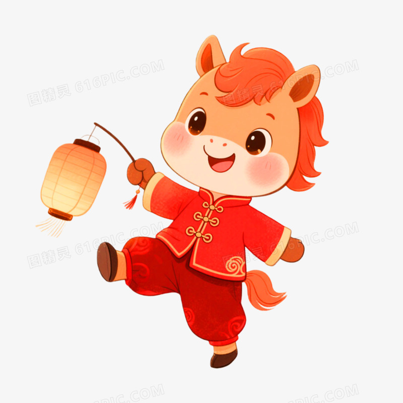 插画风格马年IP形象免抠元素