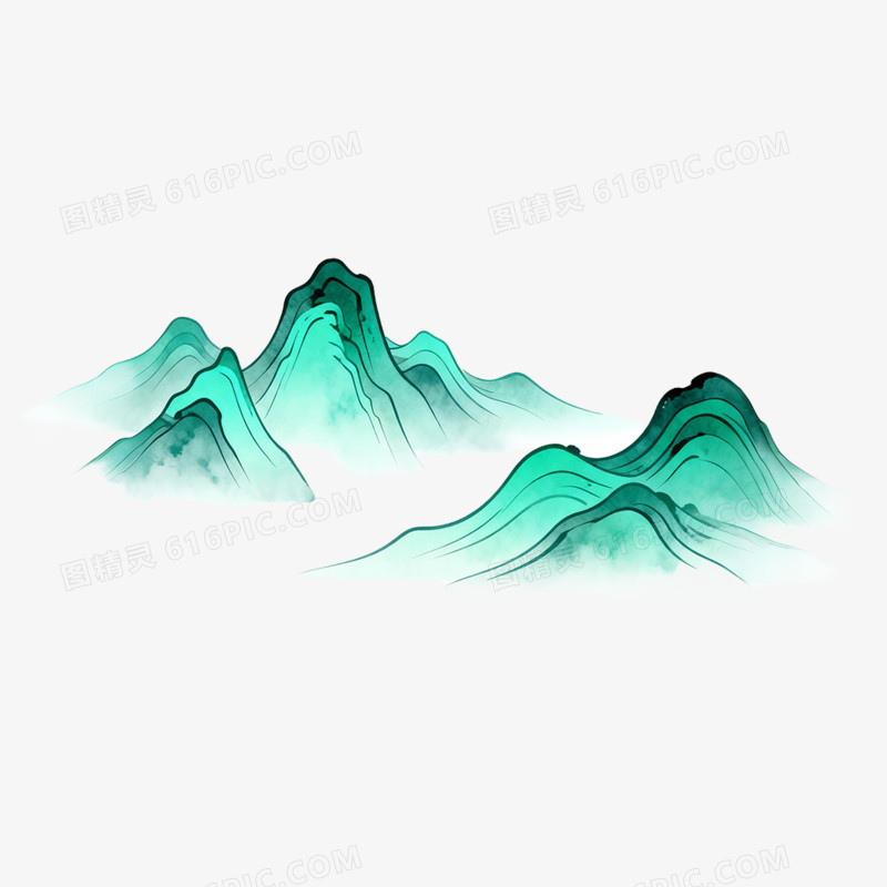 手绘中国风山脉免抠素材