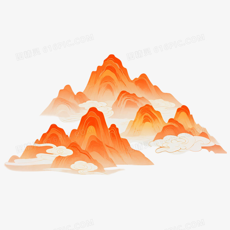 手绘中国风山脉免抠素材