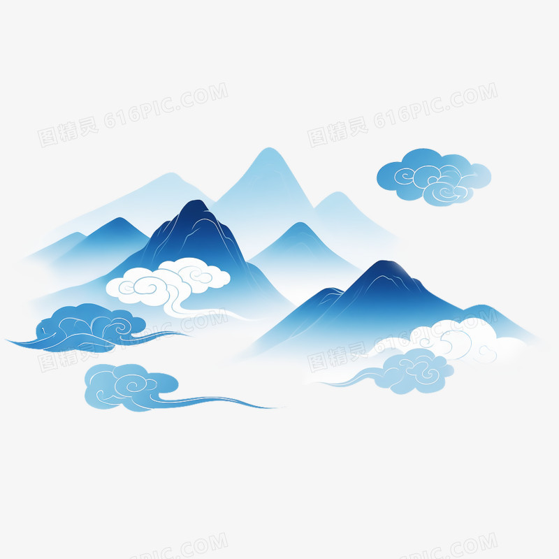 手绘中国风山脉免抠素材