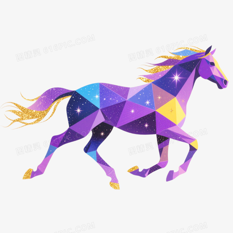 手绘插画马年商务风格骏马形象免抠元素