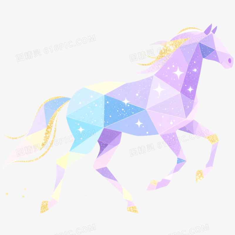 手绘插画马年商务风格骏马形象免抠元素