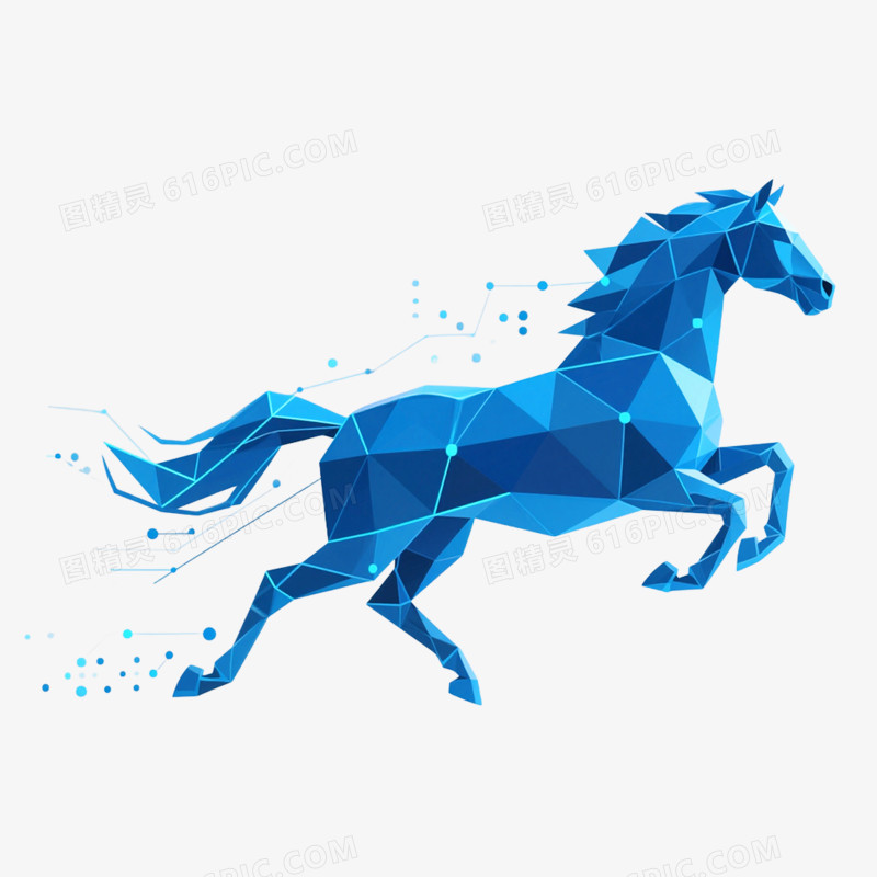 手绘插画马年商务风格骏马形象免抠元素