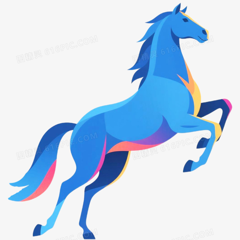 手绘插画马年商务风格骏马形象免抠元素