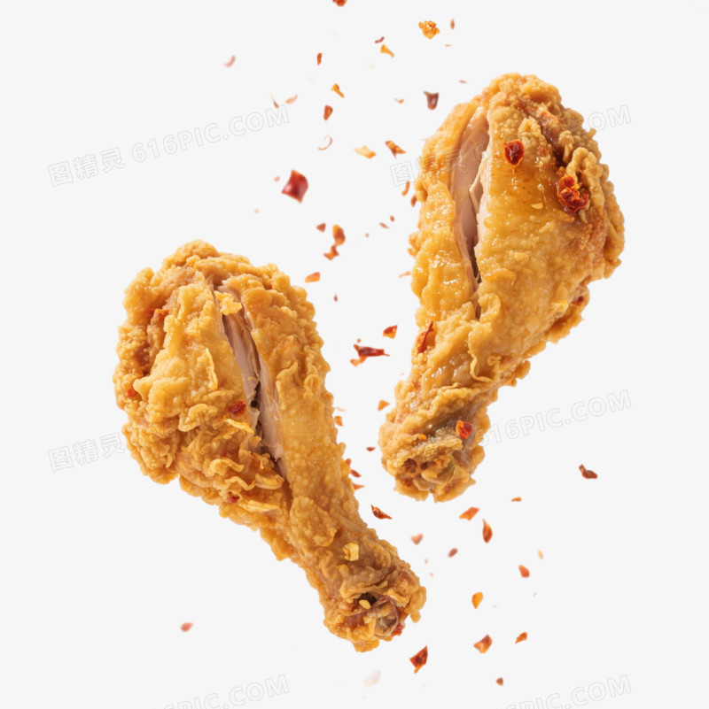 摄影风两个炸鸡腿免抠元素
