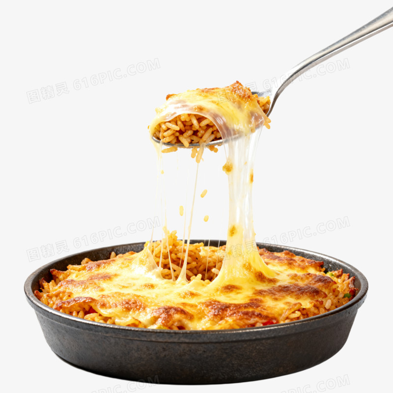摄影风一盘芝士焗饭免抠元素