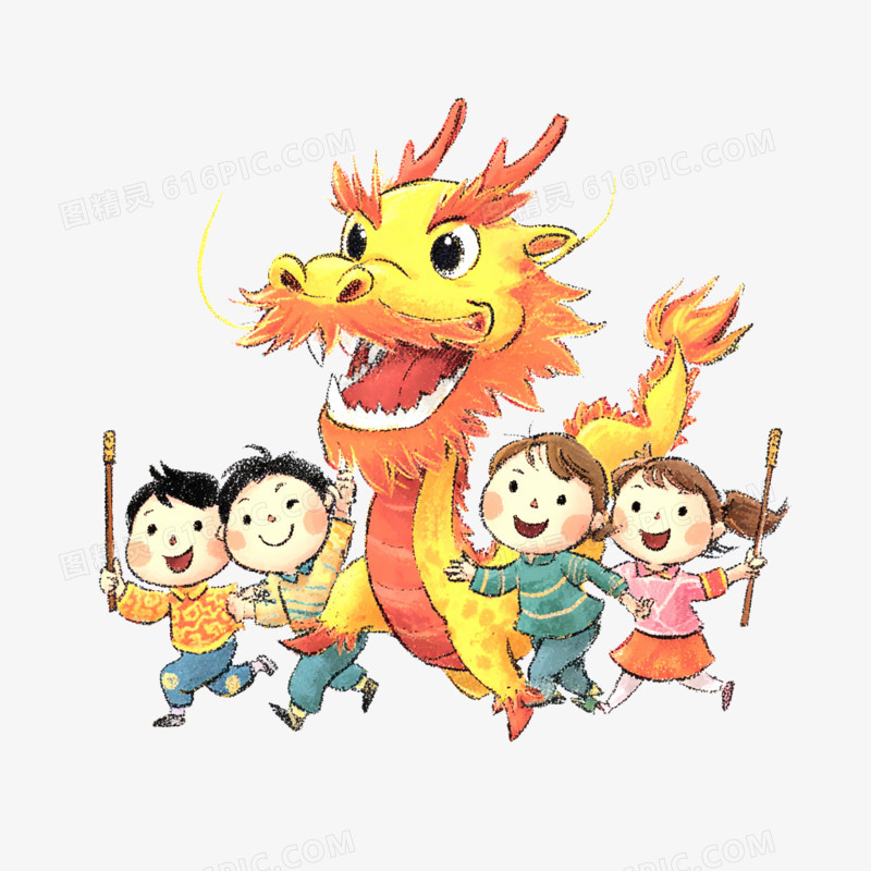 卡通手绘舞龙舞狮免抠元素