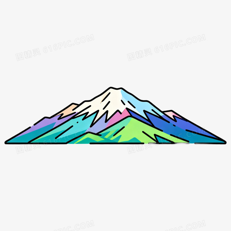 卡通手绘风格山脉免抠元素
