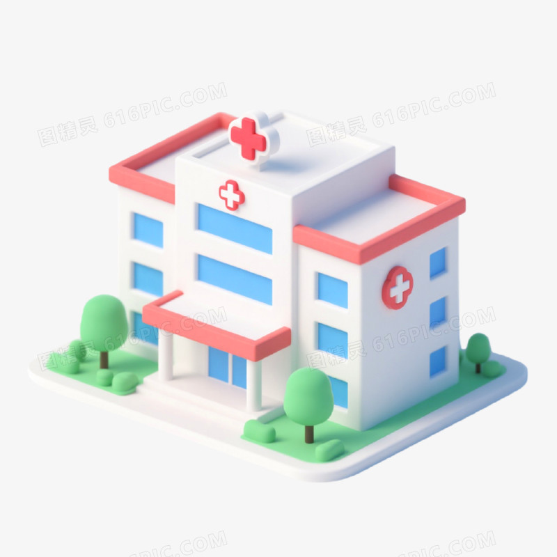 3D插画风格楼房建筑免抠元素