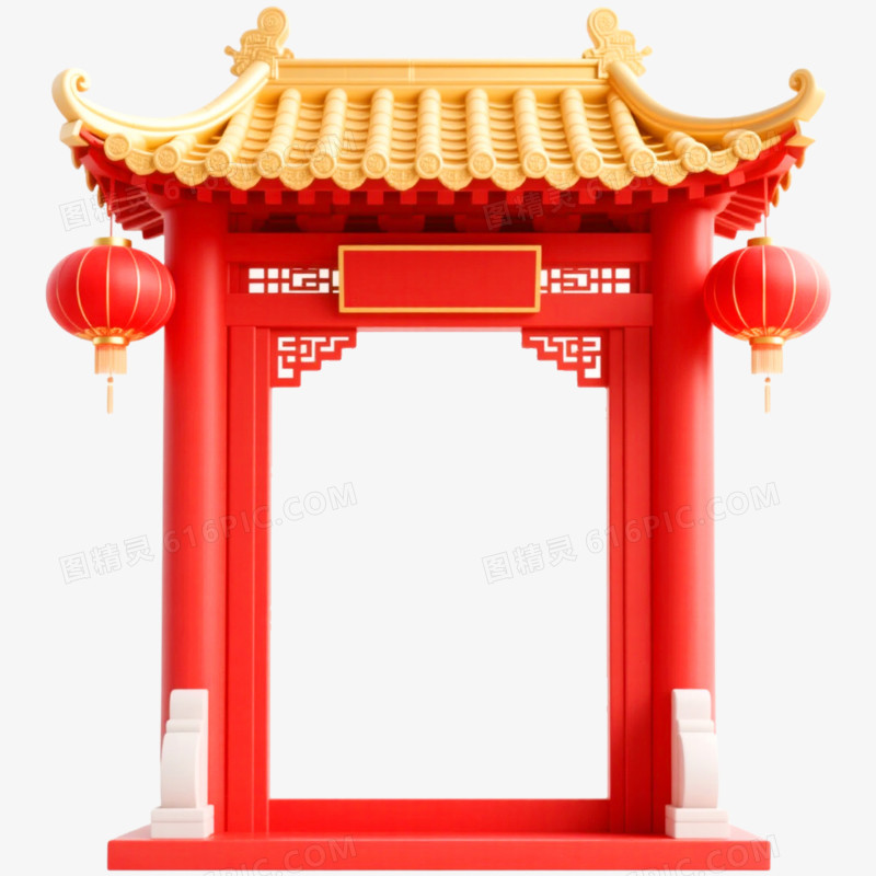 3D立体牌坊建筑免抠元素