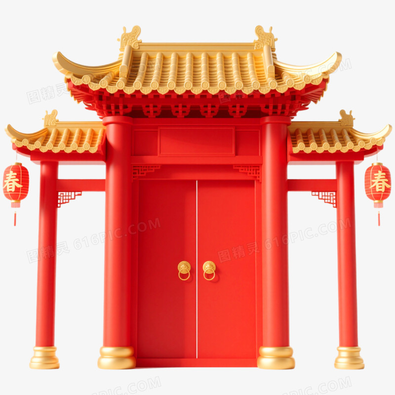 3D立体牌坊建筑免抠元素
