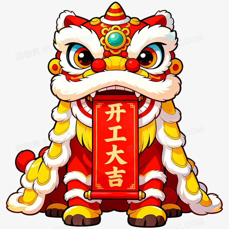 手绘插画舞龙舞狮免抠元素