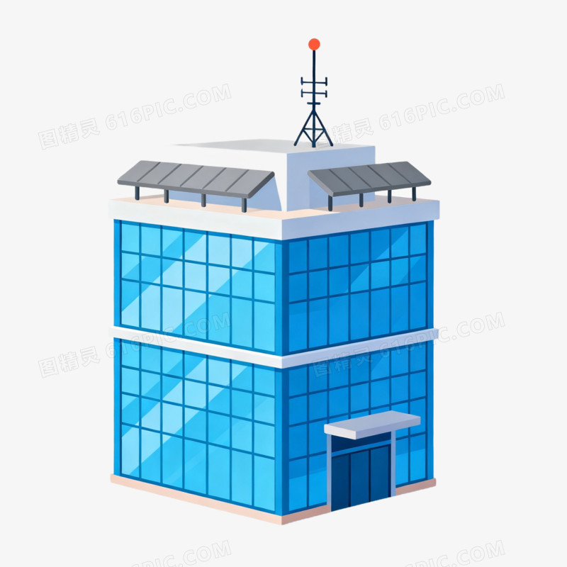 手绘卡通风格楼房建筑免抠元素