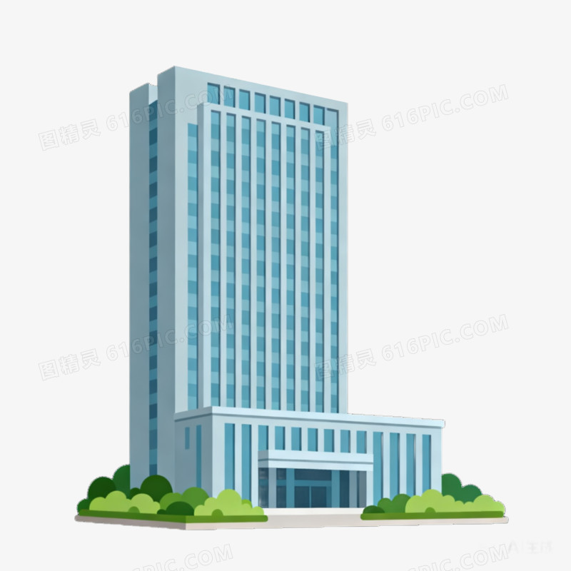 手绘卡通风格楼房建筑免抠元素