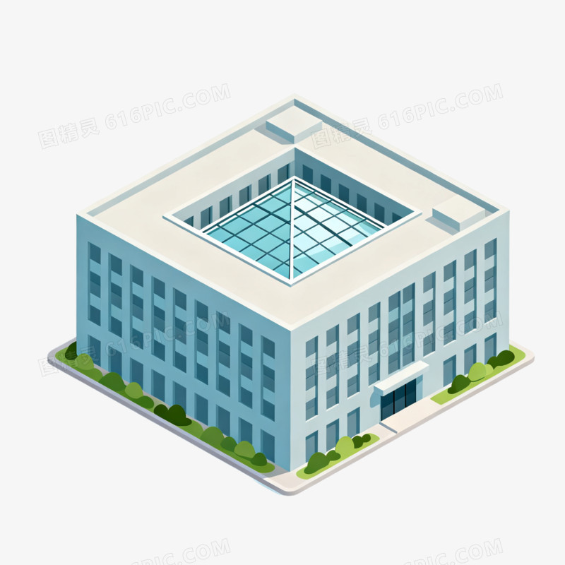 手绘卡通风格楼房建筑免抠元素
