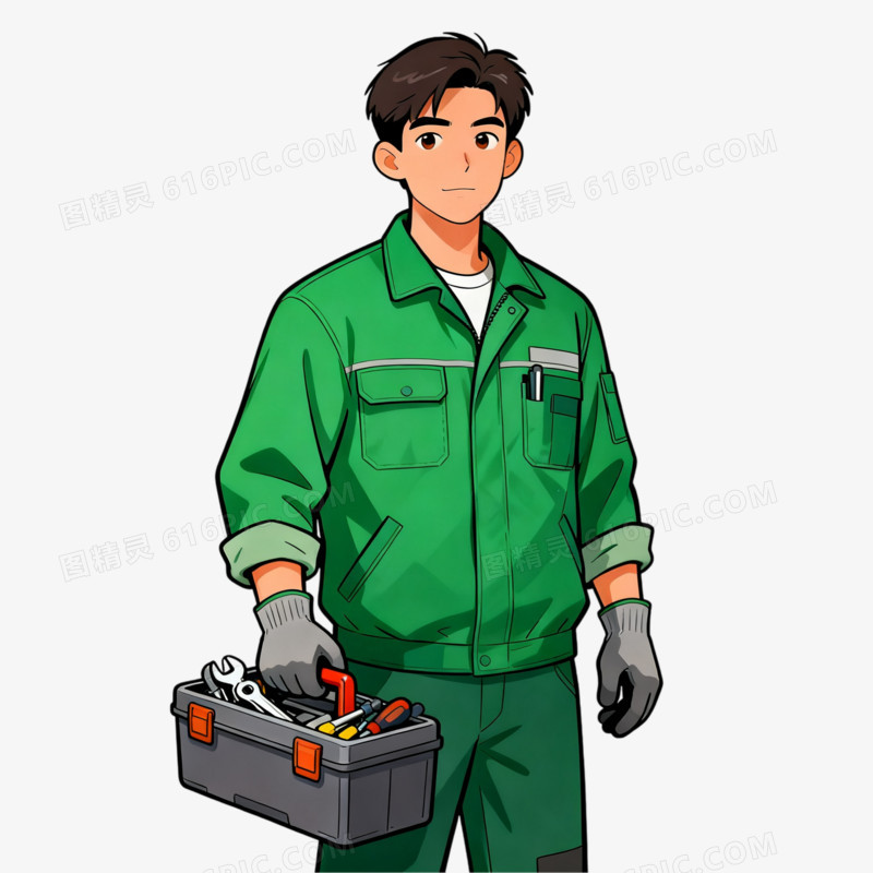 卡通风维修工人免抠元素