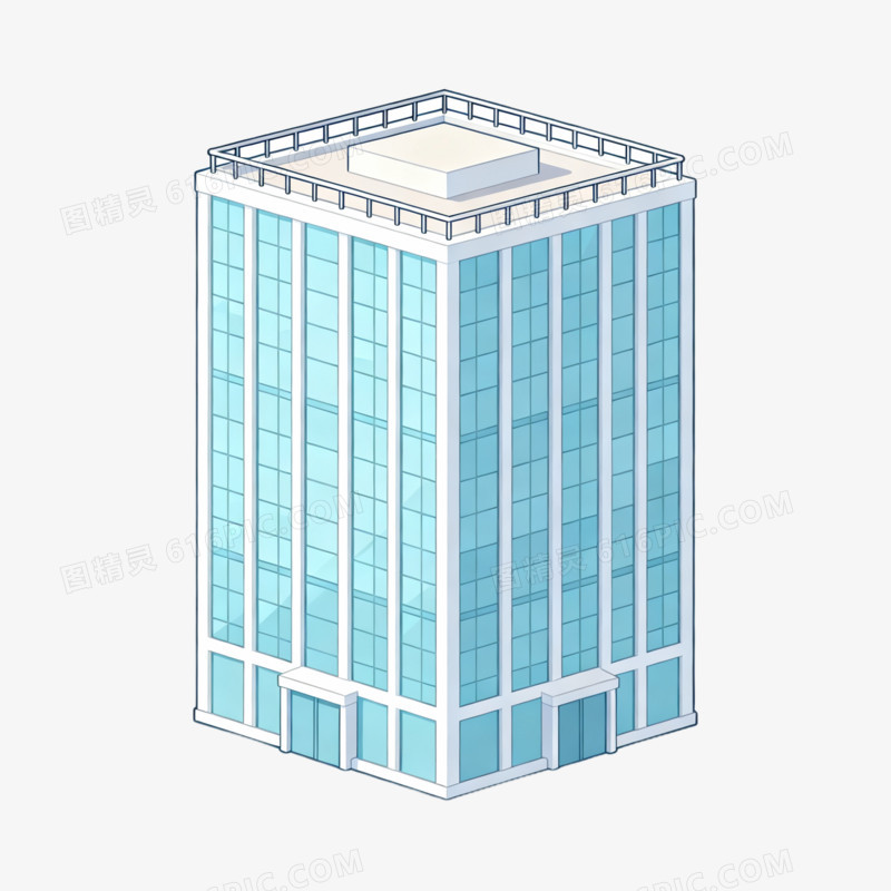 手绘卡通风格楼房建筑免抠元素