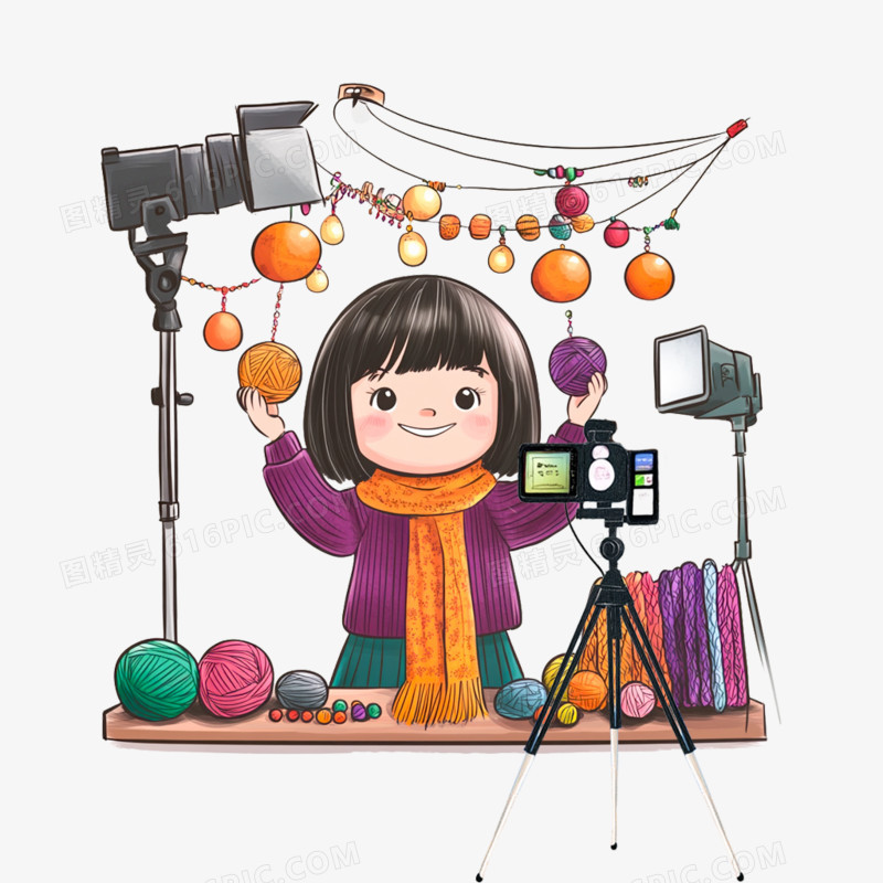 卡通手绘直播间直播带货免抠元素