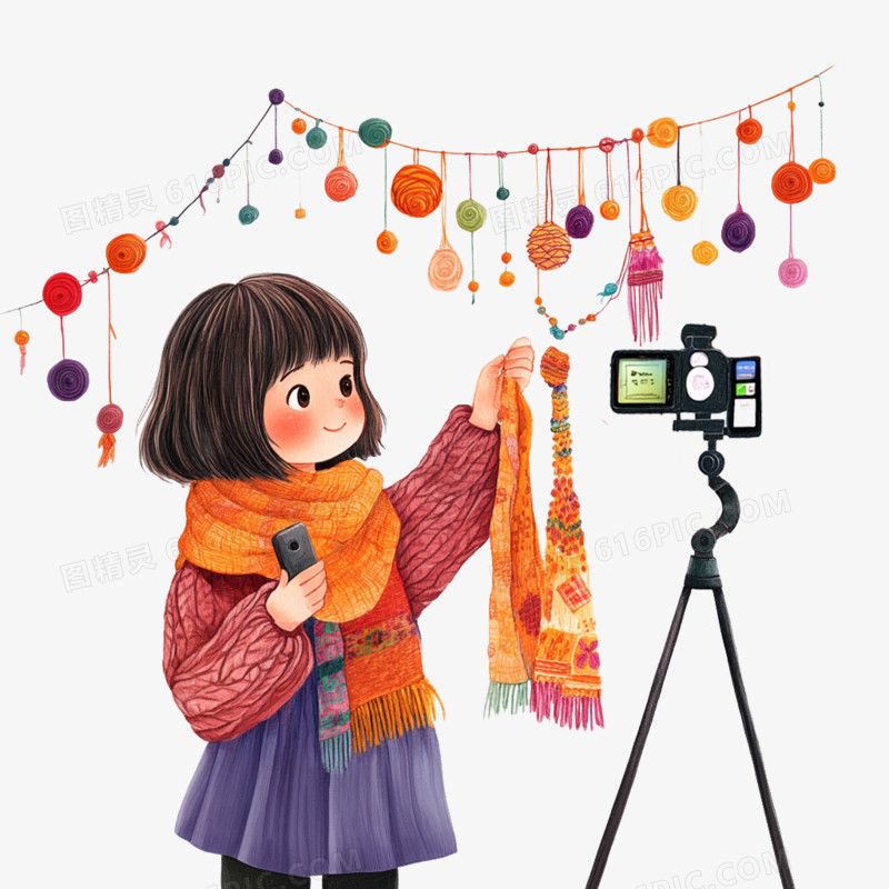 卡通手绘直播间直播带货免抠元素