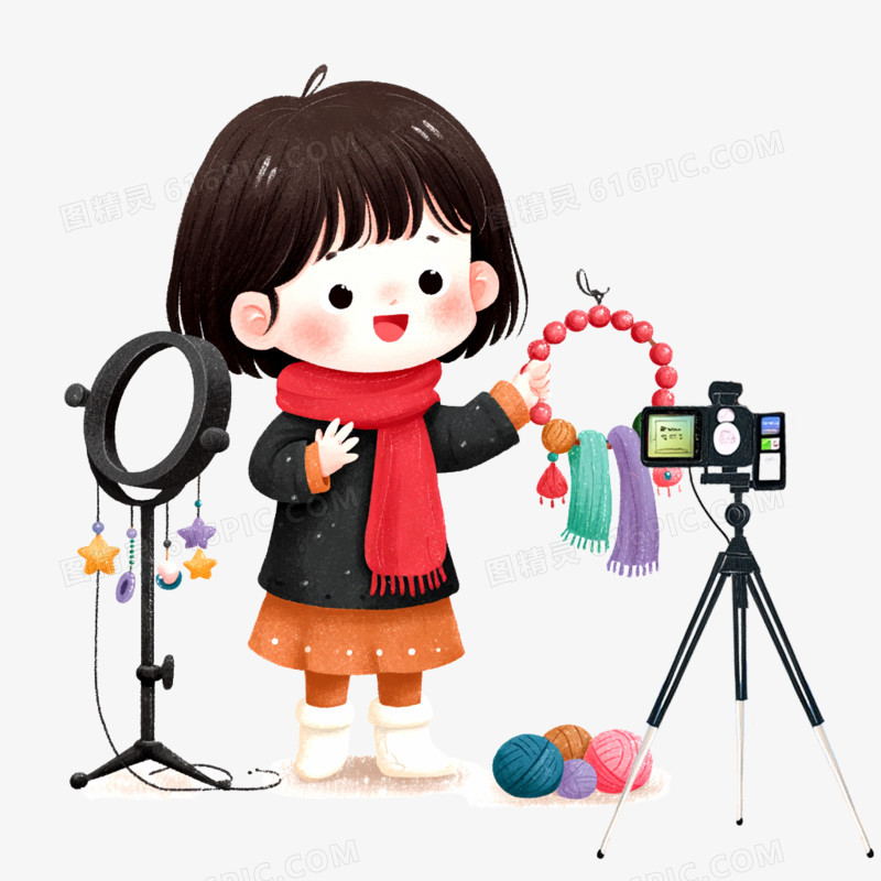 卡通手绘直播间直播带货免抠元素