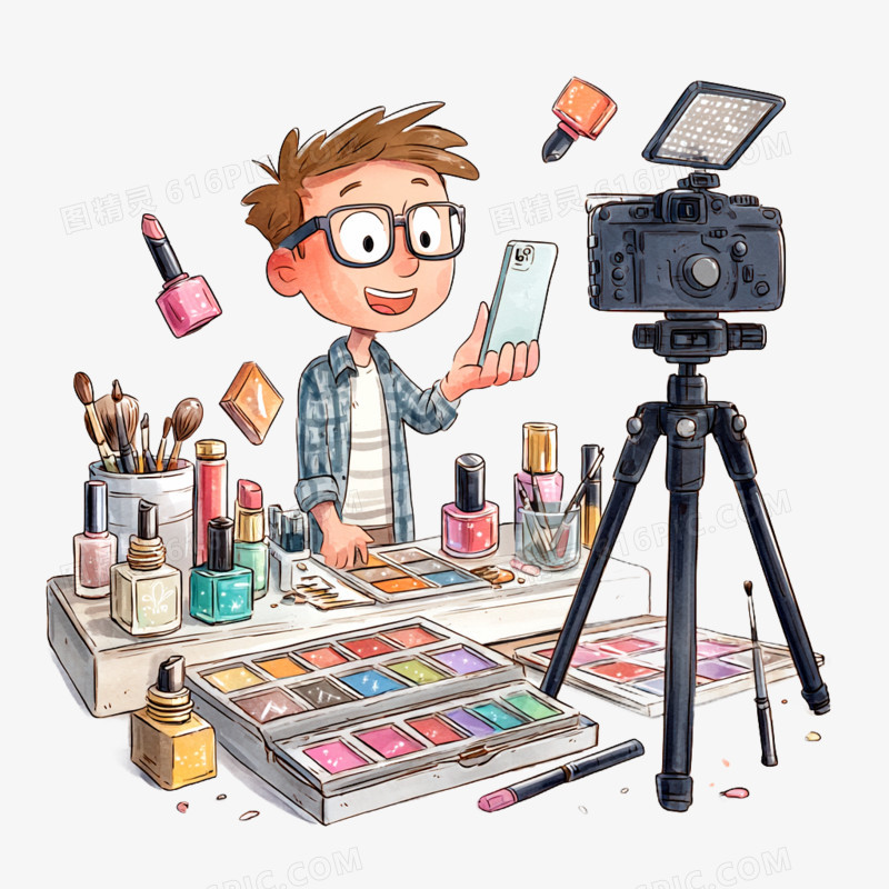 卡通手绘直播间直播带货免抠元素