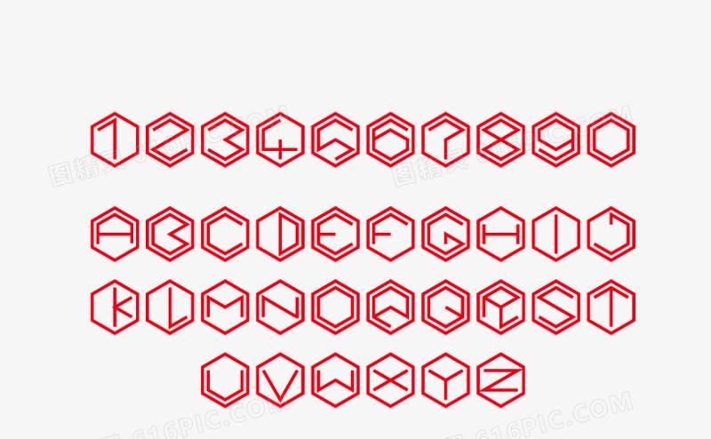红色立体菱形英文字母艺术字