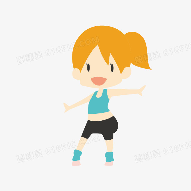 人物剪影素描卡通健身图片 健身的小女孩