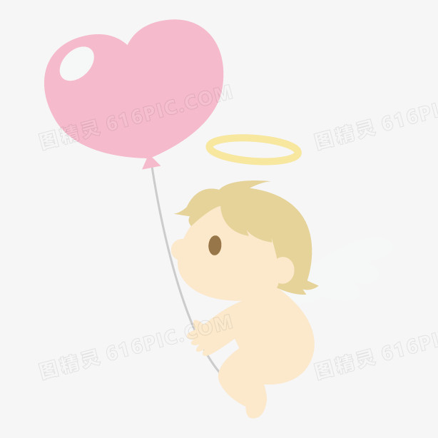 婚礼卡通结婚矢量图 拿着气球的小天使